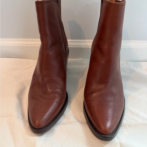 Madewell Newbury Brown Leather Chelsea Ankle Boots Block Heel Size 7.5 - Picture 4 of 6